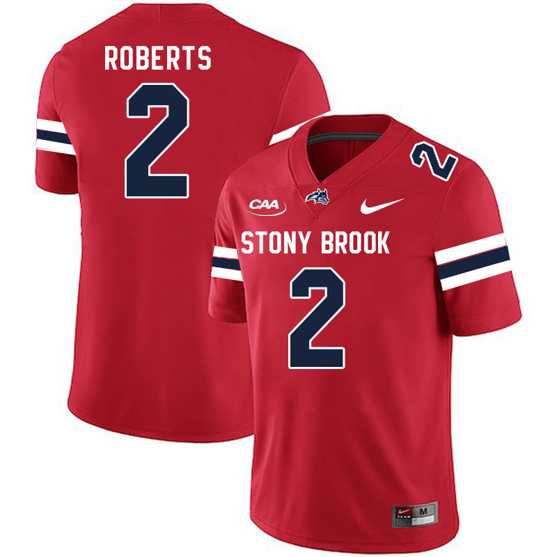 Stony Brook Seawolves #2 AJ Roberts College Football Jerseys Stitched Sale-Red